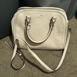 Kate Spade Cream Satchel with Structured Design and Adjustable Strap